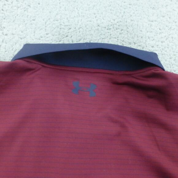 Under Armour Shirt Mens 3XLT Performance Polo Maroon Striped Golf Stretch - Picture 4 of 10